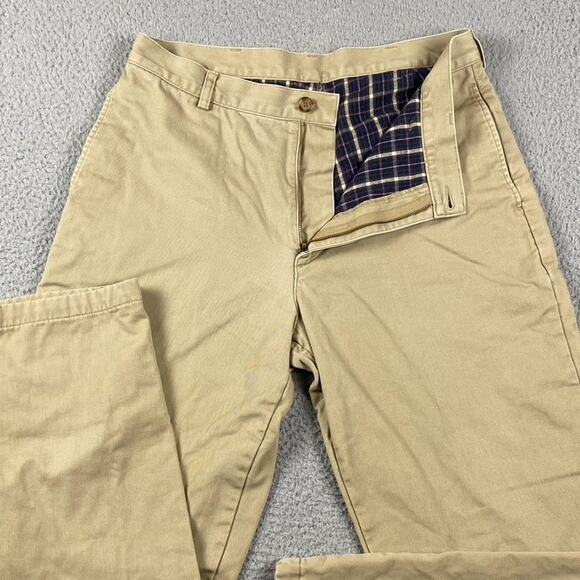 L.L. Bean Natural Fit Flannel Lined Pants Men's 34x29 Beige Outdoors Cotton - Picture 2 of 10